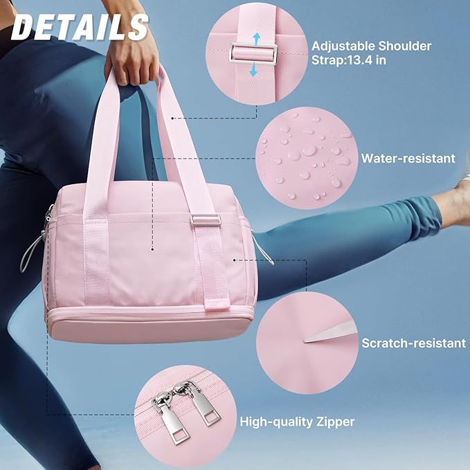 G4Free 10L Mini Gym Bag, Lightweight Small Duffle Bag with Wet Pocket for Women Men, Cute Duffel Bag for Workout Dance Yoga Travel, Pink