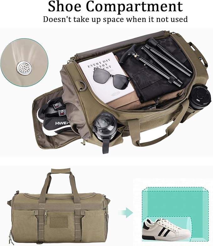 Greencity Gym Bag Duffel Bag with Shoe Compartment for Men Sports Duffels Bag Fitness(OD.Green)