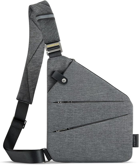 WANDER PLUS® Left Shoulder Anti Theft Crossbody Travel Bag for Women Men, Slim Sling Bag with Adjustable Strap