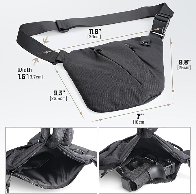 WYNEX Tactical Crossbody Sling Bag,Concealed Carry Bag for Men Women,Anti Theft Crossbody Bags, CCW Bags EDC Carry