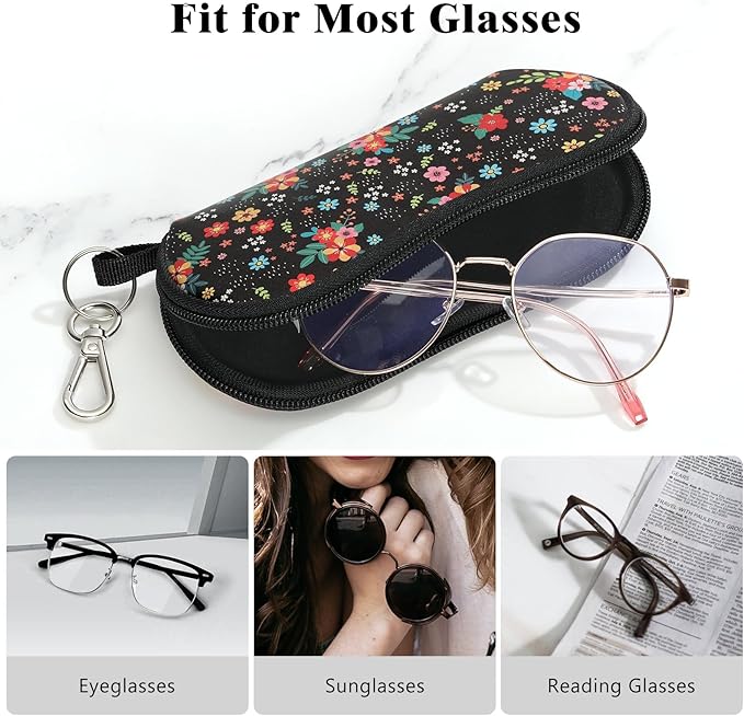 MoKo Sunglasses Soft Case Ultra Light Neoprene Zipper Eyeglass Case for Men Women