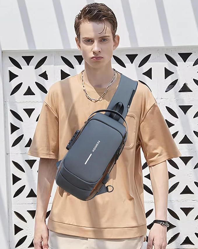 Sling Bag for Men Anti-Theft USB Crossbody Backpack Waterproof Chest Daypack | Anti-Theft, USB, Waterproof