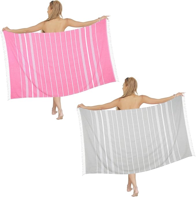 Beach Towel 2 Pack,Sand Free Beach Towels Oversized 39 x 72,Turkish Beach Towel Quick Dry Towel,Lightweight Pool Towels for Adults Travel Towel,Super Absorbent Towels Beach Accessories