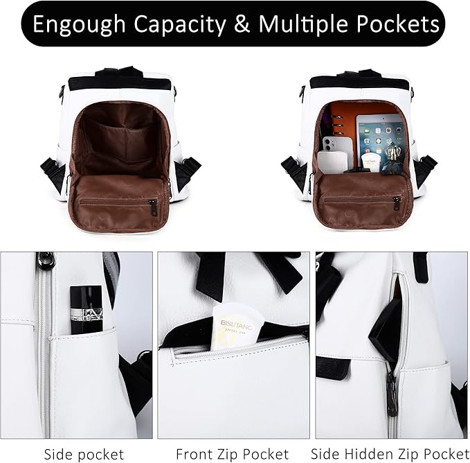 ZOCAI Backpack Purse for Women Fashion Backpack Purses PU Leather Daypacks Anti-Theft Shoulder Bag Satchel Purse