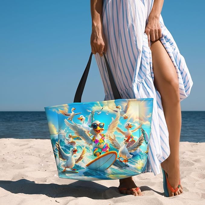 Large Beach Tote Bag Beach Bag Waterproof Sandproof Lightweight Women Tote