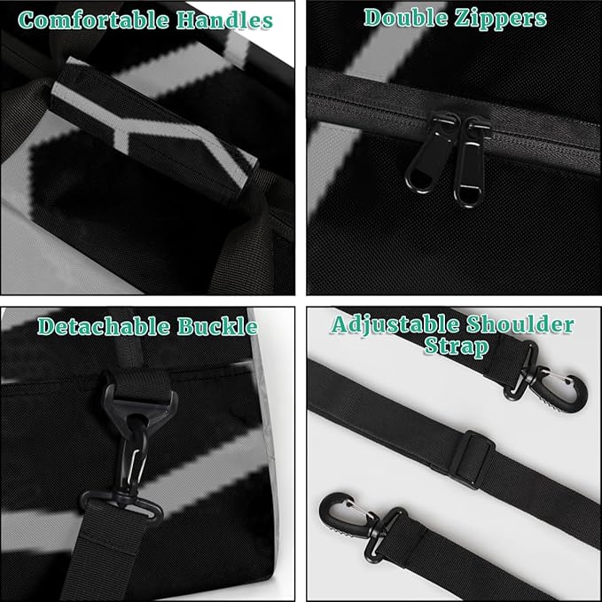 Custom Name Gray Black Soccer Boys Gym Travel Duffle Bag with Front Zipper Pocket Personalizedfor Sports Bag for Overnight, Weekender, Carry On,Workout & Dance, 18.9 * 8.7 * 10.6 in