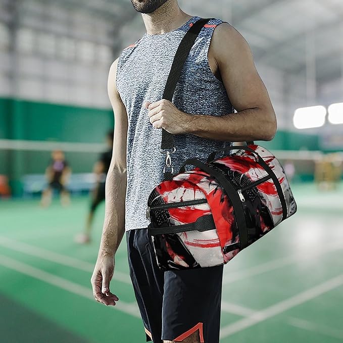 Japan Samurai Sport Gym Bag for Men Women Japanese Flag Travel Duffel Bag with Wet Pocket Shoes Compartment Carry on Pack for Workout Overnight Weekend Trip