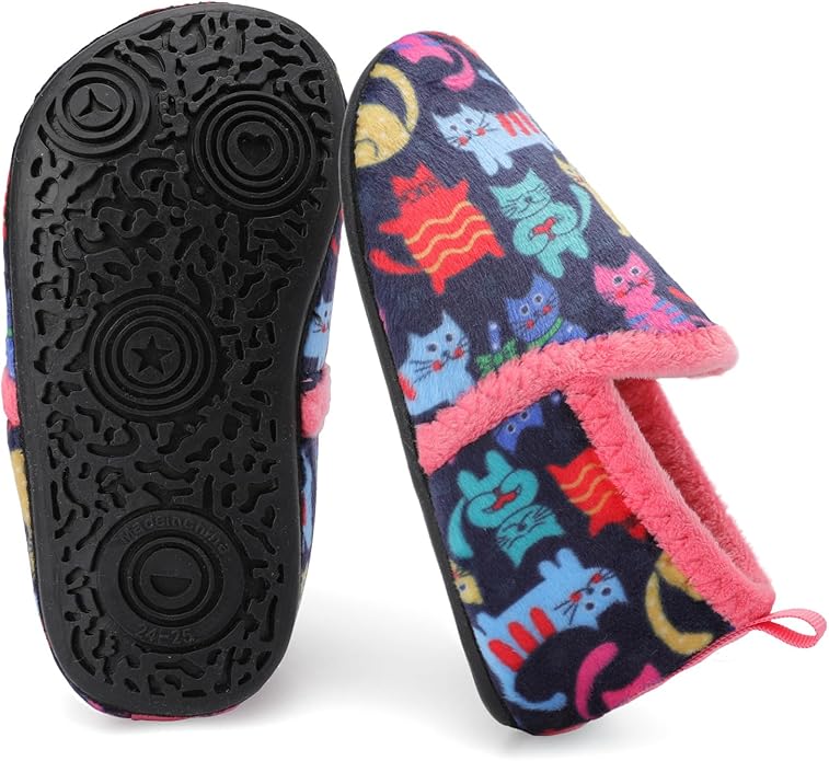 XIHALOOK Toddler Boys Girls House Slippers with Microfleece Lining Cozy Household Shoes Non-slip for Kids