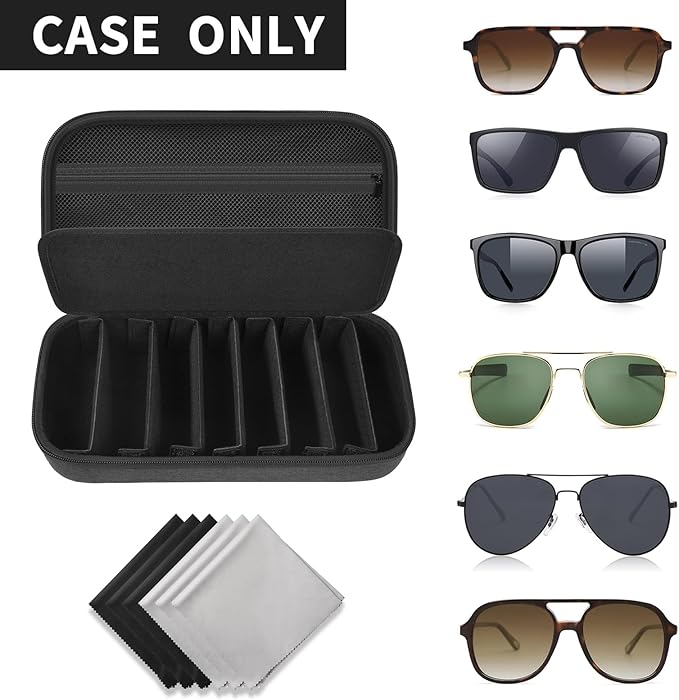 Travel Sunglass Organizer Case for 8 Pairs Polarized Sunglasses, Storage Box for Multi-style Dressers (Bag Only)
