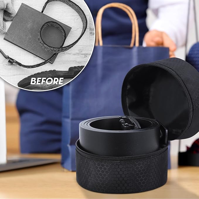 Belt Organizer Case,Travel Belt Storage Holder for Closet Drawer,Display Case for Belts,Ties,Portable Container Storage Holder,Height 3.9inch(Bag Only)