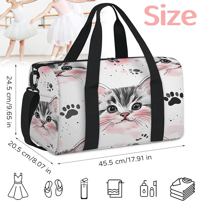 Cat Pattern Travel Duffle Bag for Women Men, Overnight Weekender Bag, Carry on Tote for Sport Gym
