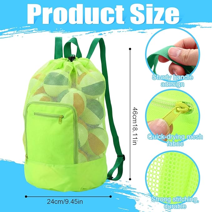 3 Pcs Mesh Beach Bags Portable Mesh Shower Beach Toy Bag With Drawstring Extra Large Tote Hanging Toiletry Bath Organizer for Camping Swimming Gym Travel