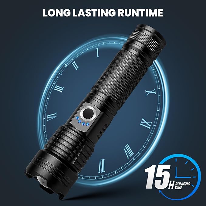 Flashlight Rechargeable 99,000 High Lumens - 3 Pack Bright LED Flash Light with 5 Modes, Handheld Waterproof Linterna for Camping, Home, Outdoor