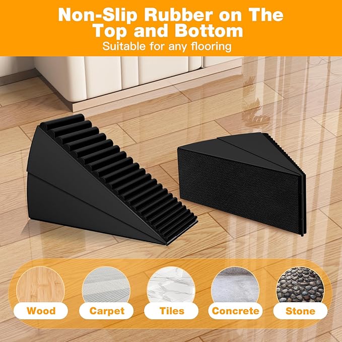 2 Pack Strongest Metal Heavy Duty Door Stop, Large Door Stoppers with Adjustable Spring, Tall Door Wedge up to 3 inch, Door Stoppers for Bottom of Door, Black Rubber Door Stops for Floor Wall