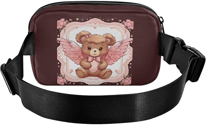 Valentine Angel Teddy Bear Fanny Pack for Women Men Water Resistant Fashion Waist Packs with Adjustable Strap Belt Bag for Travel Workout Jogging Hiking 21218049