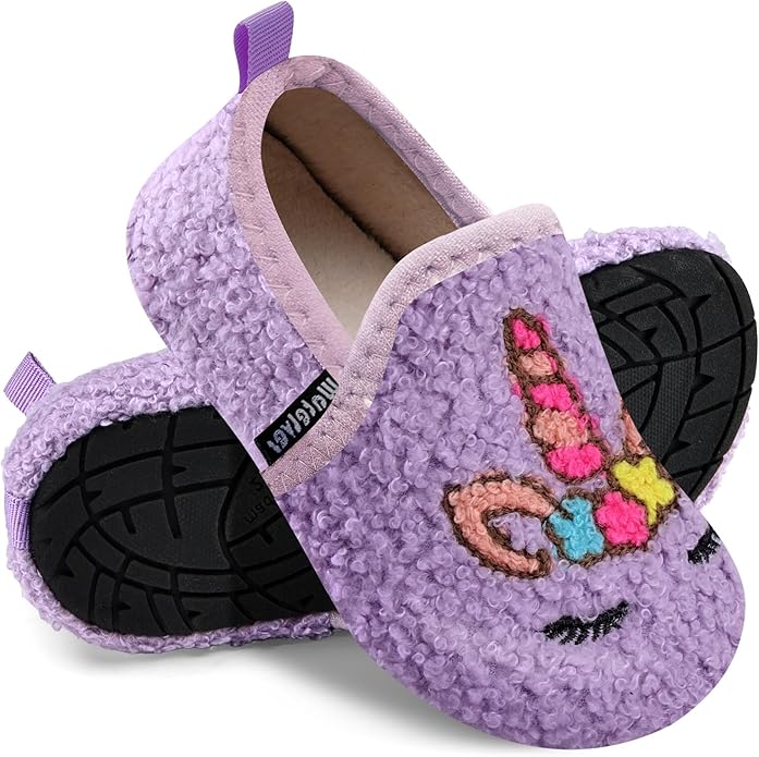 WateLves Kids Toddler Slippers Boys Girls House Shoes Slip on Sock Slippers Lightweight Winter Indoor Outdoor Walking Shoes