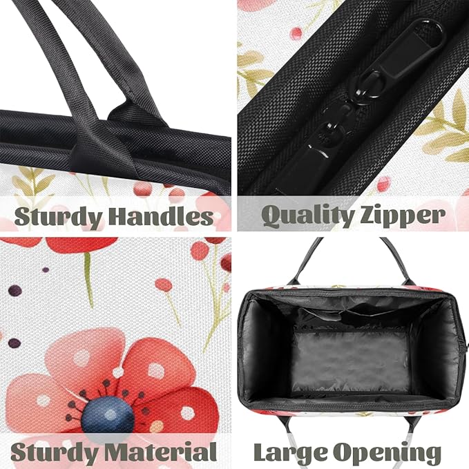 Gym Bag for Women Men, Watercolor Red Flower Sports Duffel Bags, Waterproof Travel Weekender Overnight Carry On Tote Bags for Travel Sports