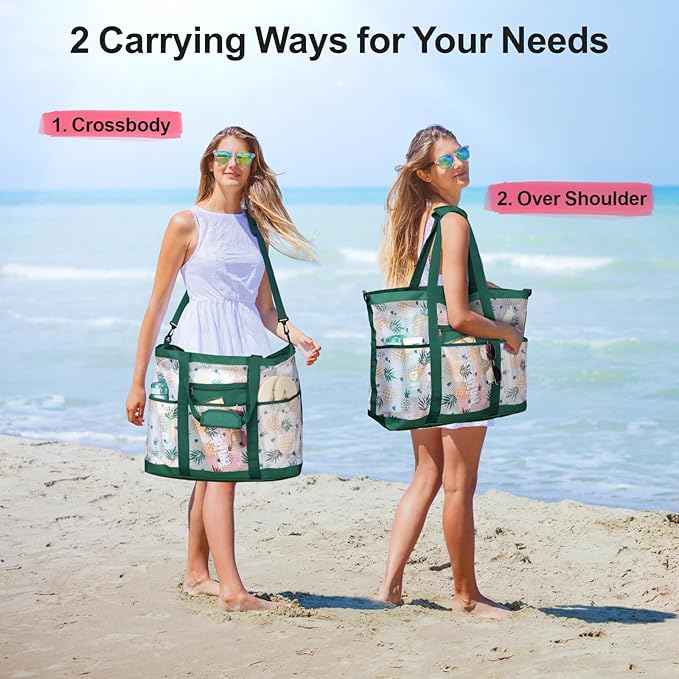 F-color Mesh Beach Bag Family - Large Tote Bag for Cruise Pool Toys Beach Vacation Essentials