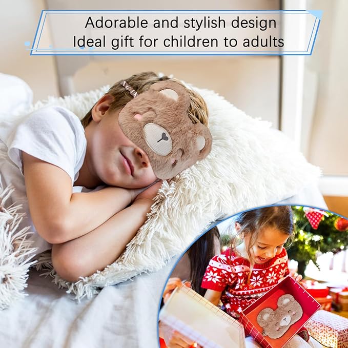 Cute Capybara Plush Sleep Mask Eye Mask Sleeping Masks Funny Lovely Animal Soft Fluffy Eyes Cover Blindfold Eye Shade for Kids Girls and Adult Travel - Brown