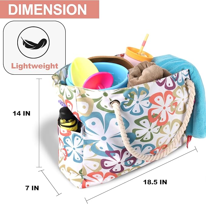 CaCTOUR Large Beach Bag Women,Beach Bags Waterproof Sandproof with Zipper Wet Pocket,Beach Tote Pool Bag for Swim Gym Travel