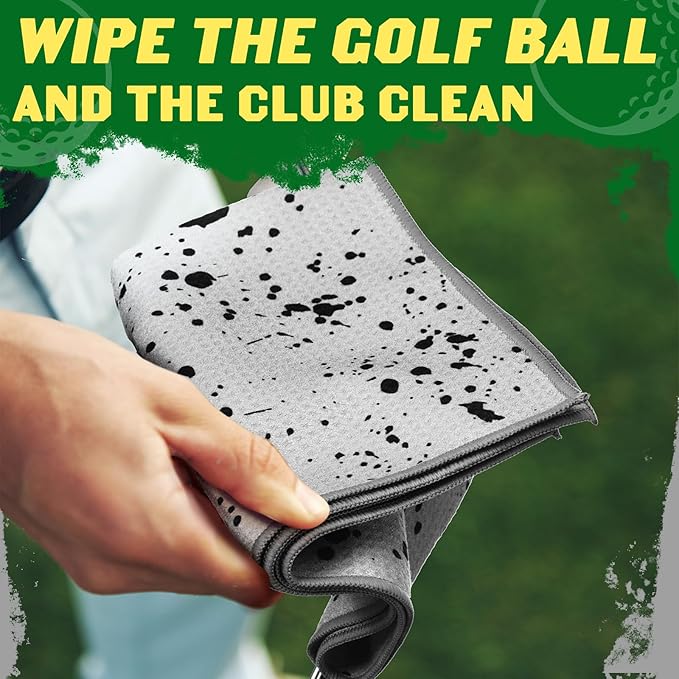Peryiter 4 Pcs Golf Towels (16" x 24") with Clip Drip Lime Microfiber Fabric Waffle Pattern Towels for Golf Bags Absorbent Club Ball Cleaner Accessories and Gifts for Men Women(Bright Color)
