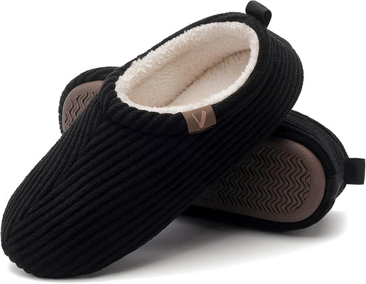 Women’s Fuzzy Memory Foam Slippers with Cozy Curly Fur and Warm Fleece Lining Closed Back Non-Slip House Shoes Lightweight Soft Comfy Indoor Bedroom Slippers