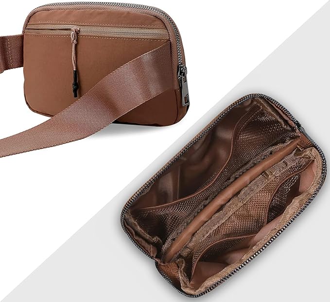 Belt Bag for Women Fanny Pack Dupes, Fashion Crossbody Waist Pack Bag with Adjustable Strap, Everywhere Belt Bag for Travel Outdoors Running Hiking（Brown）