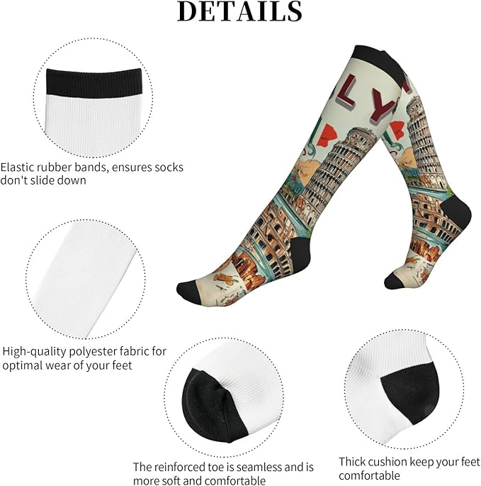 Compression Socks Knee High Circulation Support Socks For Women Men Athletic Running Work Hiking Cycling Travel