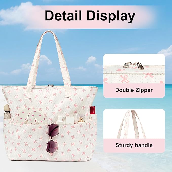 LEDAOU Beach Bag Waterproof Sandproof Women Beach Tote Pool Bag with Zipper for Swim Gym Grocery Travel with Wet Pocket | Sandproof, with Zipper, for Gym, Grocery, Travel, with Wet Pocket