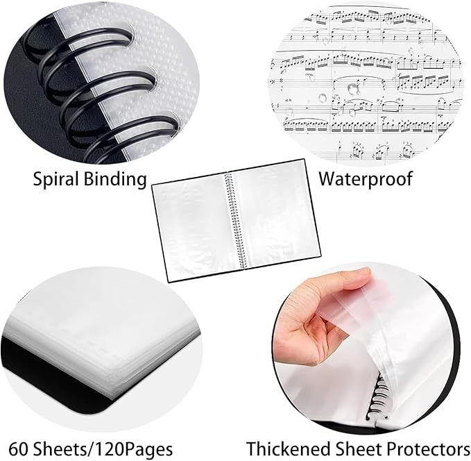 60 Pockets Portfolio Binder with Plastic Sleeves, Presentation Book Display 120 Pages File Folder for Artwork, Sheet Music, Document, Diamond Painting