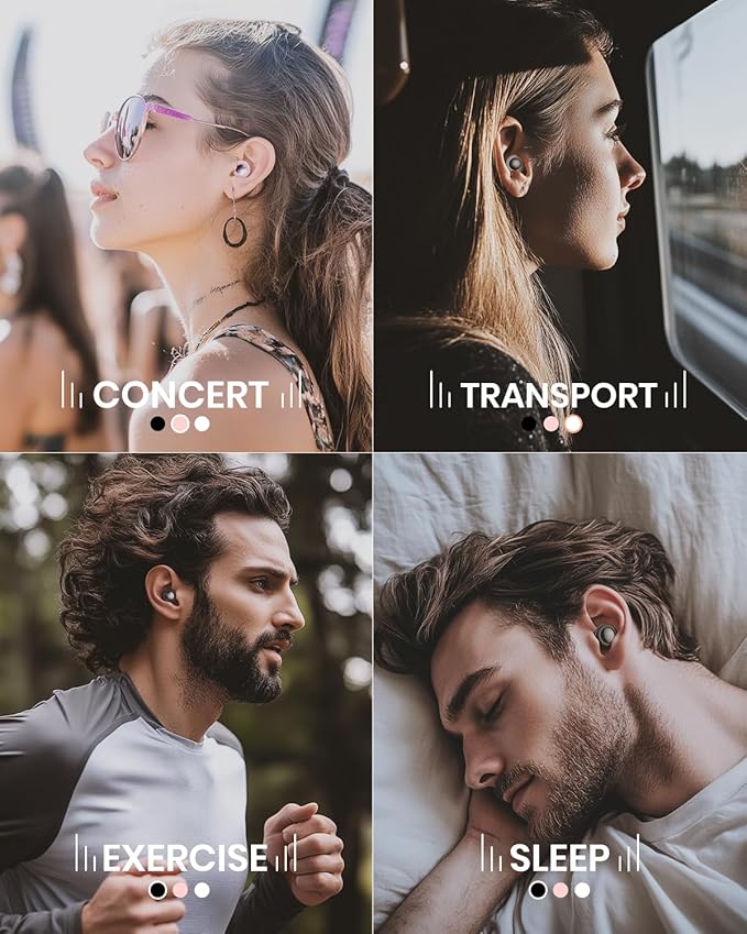 Ear Plugs for Sleeping Noise Cancelling, Reusable Silicone Ear Plugs for Noise Reduction with 8 Ear Tips, Earplugs for Sleep, Concerts, Travel, Snoring (Pink, One Size)