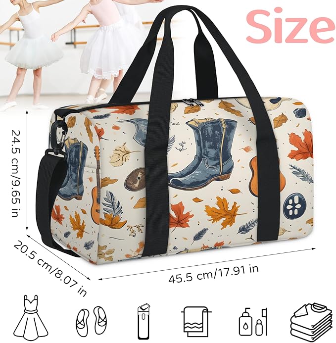 Mexican Guitar Shoes Travel Duffle Bag for Women Men, Overnight Weekender Bag, Carry on Tote for Sport Gym