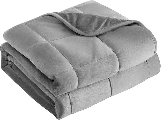 L'AGRATY Weighted Blanket - 48"x72" 20lbs Soft Breathable Heavy Blanket Minky Material with Glass Beads for Adult All-Season Summer Fall Winter Soft Thick Comfort