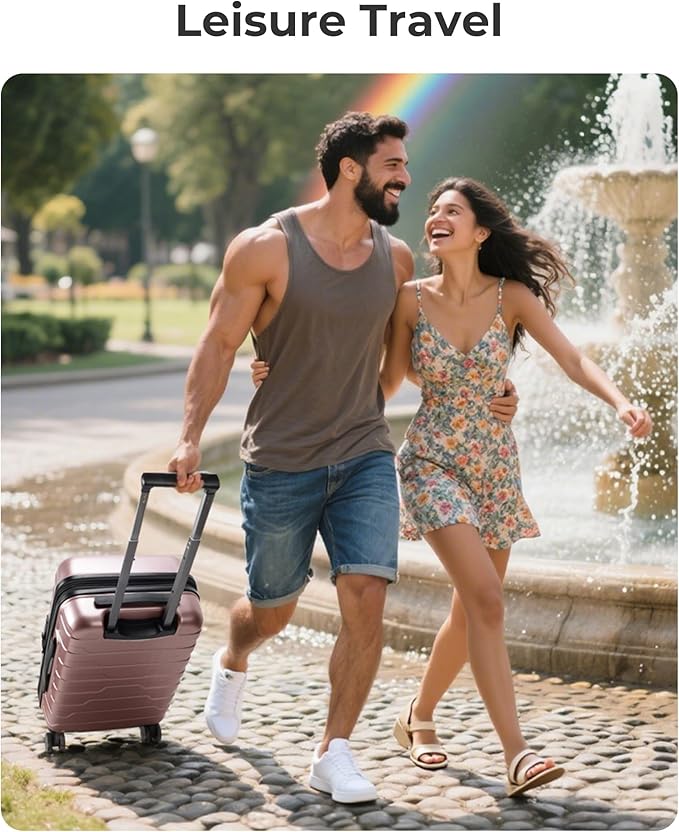 BAGSMART Carry On Luggage 22x14x9 Airline Approved with Spinner Wheels,Lightweight 20 Inch Luggage with TSA Lock,Expandable Hard Shell Carry On Suitcases for Men Women,Rose Gold