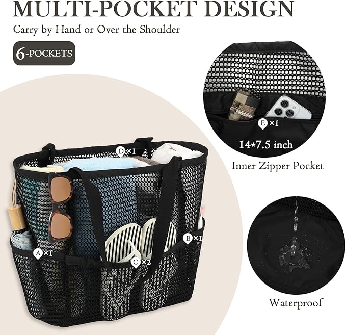 Fammart Mesh Beach Bag for Women, Summer Straw Tote Hobo Pool Bags with Zipper Pocket, Travel Vacation Cruise Essentials 2026