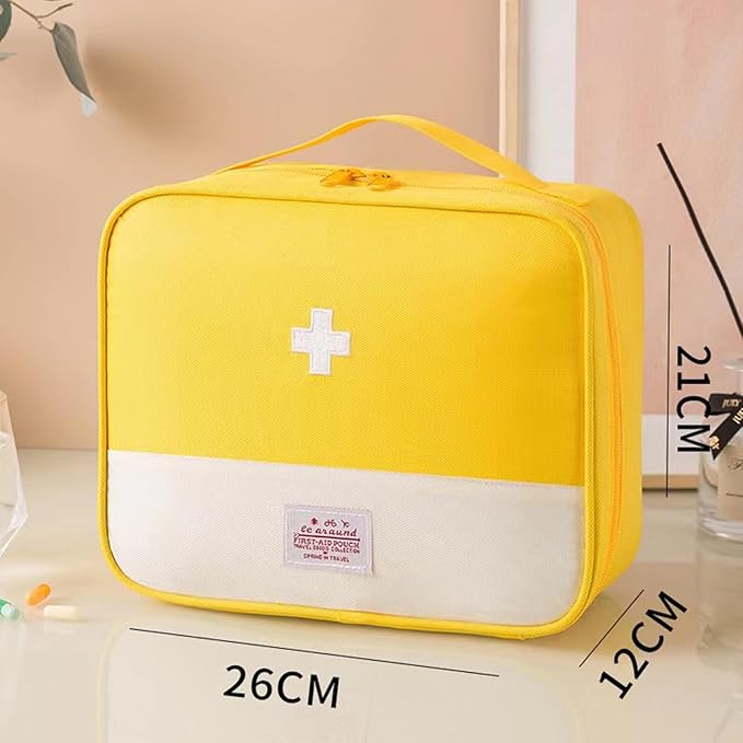 Red First Aid Bag Empty 1st Aid Bag Medical Travel Case First Responder Emergency Storage Compact Medicine Bags for Car Home Office Kitchen Sport Outdoors (Yellow)