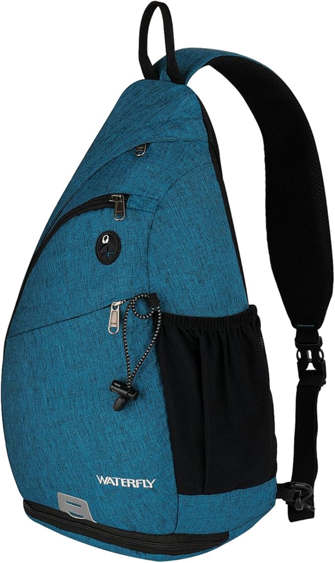 WATERFLY Sling Bag Sling Backpack Small Crossbody Shoulder Bag for Men Women Traveling Cycling Hiking Daypack