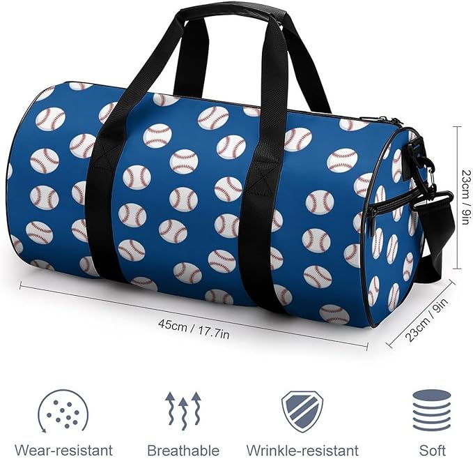 Lightweight Sports Travel Bag Baseball Navy Blue Cute Ball Beach Swim Bags Men Women Duffle Bag Foldable Overnight Bags