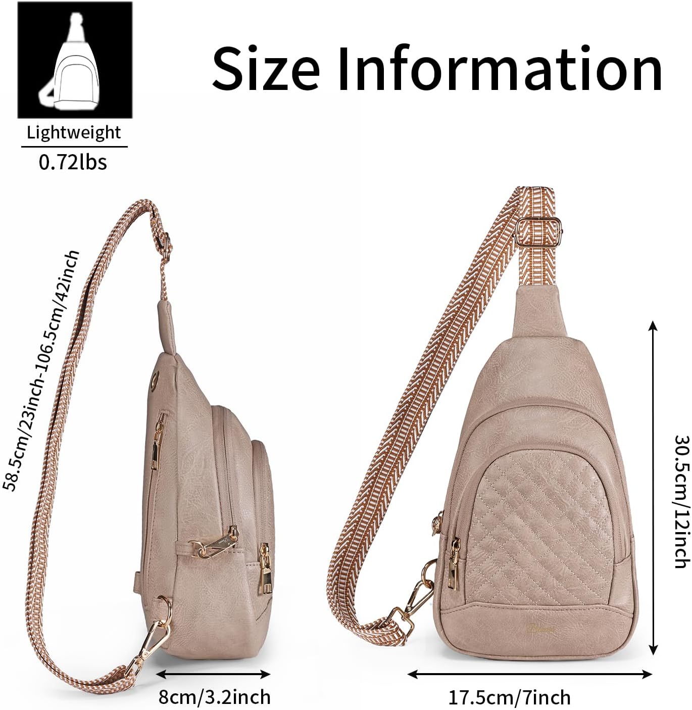 Crossbody Bags for Women Anti Theft Small Sling Handbag with Zipper Lock Vegan Leather RFID Blocking Chest Pure