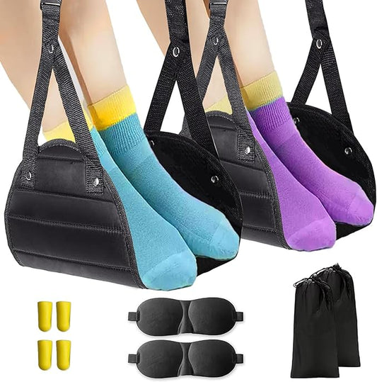Airplane Foot Hammock Footrest,Portable Leg Rest for Long Flights,Adjustable Feet Hammock to Relax Airplane Travel Accessories,Desk Leg Hammock,Travel Rest Feet Hanger in Office(2 Pack)