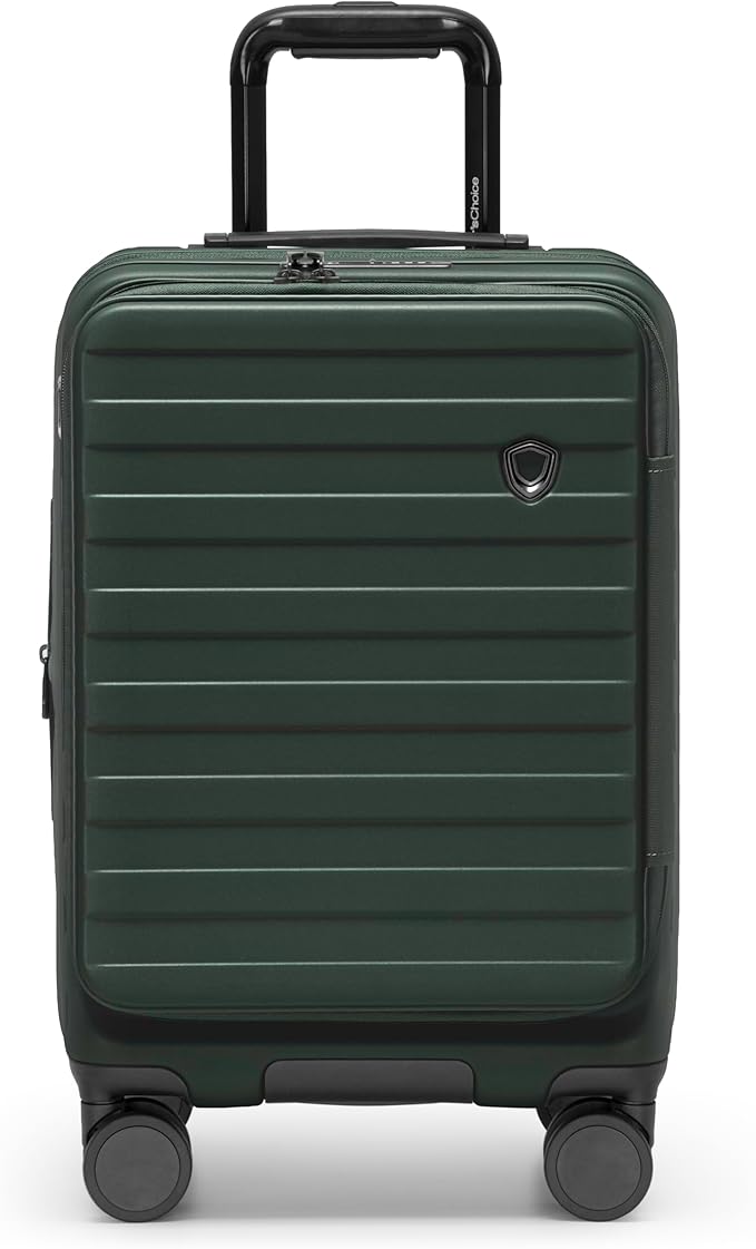 Traveler's Choice Novia Top Opening Expandable Polycarbonate Luggage with Spinner Wheels, Green, 21-Inch Carry-on