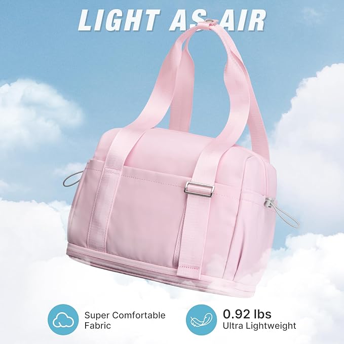 G4Free 10L Mini Gym Bag, Lightweight Small Duffle Bag with Wet Pocket for Women Men, Cute Duffel Bag for Workout Dance Yoga Travel, Pink