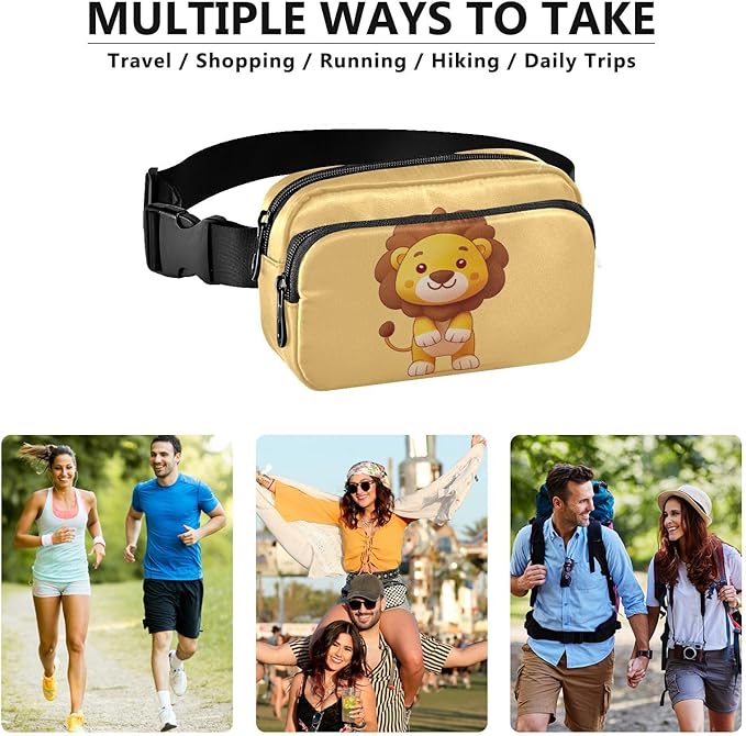 Kawaii Lion Fanny Pack for Women Men Water Resistant Fashion Waist Packs with Adjustable Strap Belt Bag for Travel Workout Jogging Hiking 21218804