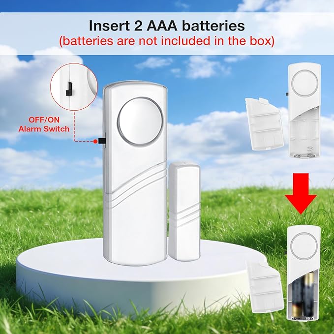 PLOJOP Security Window Door Alarm, Portable 90dB Wireless Sensor for Home & Travel Security, Easy DIY Installation, No Tools Needed (Battery Not Included)