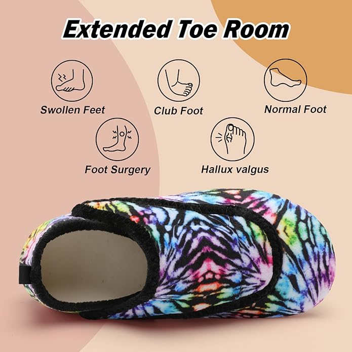 BARERUN Slippers for Women Men Wide House Diabetic Shoes for Women Men Warm Arthritis Edema Swollen Neuropathy Socks Slip on Adjustable Fuzzy Comfy Soft Womens Mens Bedroom Sliipers