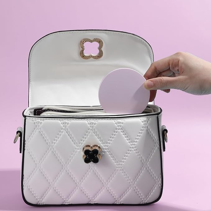 2 Pcs Loose Powder Container with Puff Refillable Plastic Empty Travel Compact with Mirror Portable Empty Makeup Powder Container Loose Compact Case (Pink Silver)