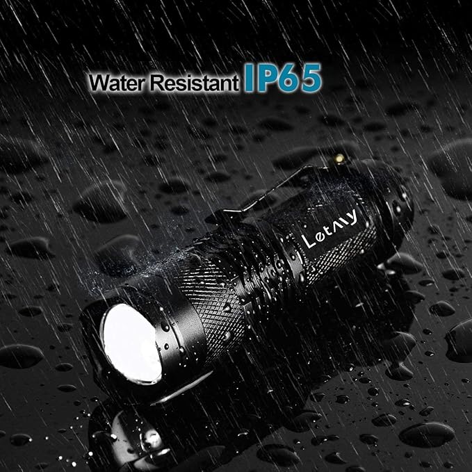 LETMY Tactical Flashlight, Super Bright LED Mini Flashlights with Belt Clip, Zoomable, 3 Modes, Waterproof - Best EDC Flashlight for Gift, Hiking, Camping, Hurricane & Power Outage (4 Pack)