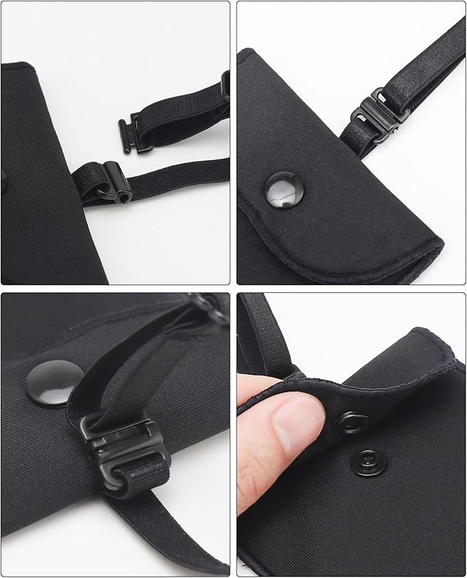 Hidden Bra Wallet, Travel Neck Pouch & Secert Money Pocket for Woman to Keep Valuables Safe for Secure Travel with Adjustable, Elastic Strap(Black)