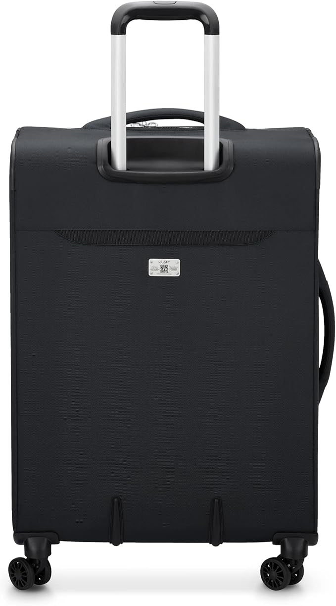 DELSEY PARIS Sky Max 2.0 Softside Expandable Luggage with Spinner Wheels, Black, Checked-Medium, 24 Inch
