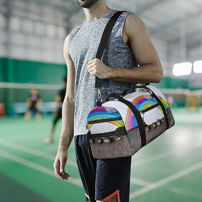 Small Rainbow Gym Bag Lightweight ，Travel Duffle Bag with Shoe Compartment，Gym Bag for Women for Overnight, Weekend, Yoga, Gym, Business Trips, Sport And Hospital.
